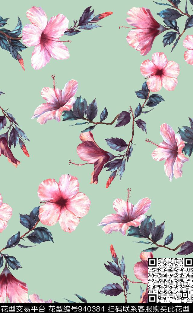 数码华亿平台植物素雅数码印花华亿平台下载（图片编号: 940384） - 瓦栏（Walan）