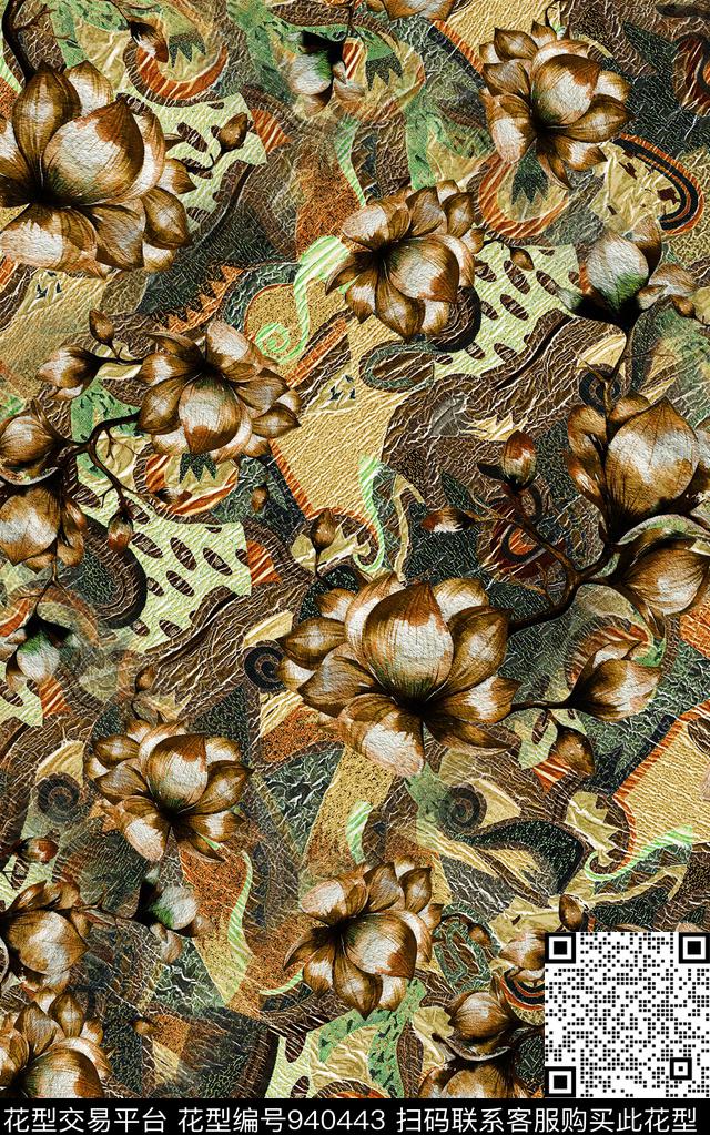 民族风花卉几何数码印花华亿平台下载（图片编号: 940443） - 瓦栏（Walan）