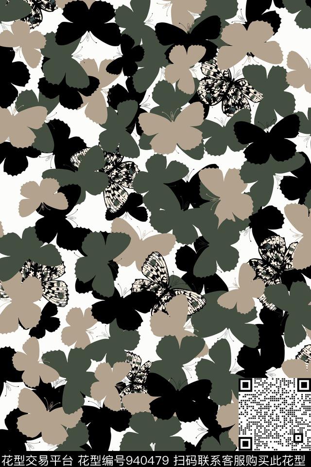 男装蝴蝶大牌风数码印花华亿平台下载（图片编号: 940479） - 瓦栏（Walan）