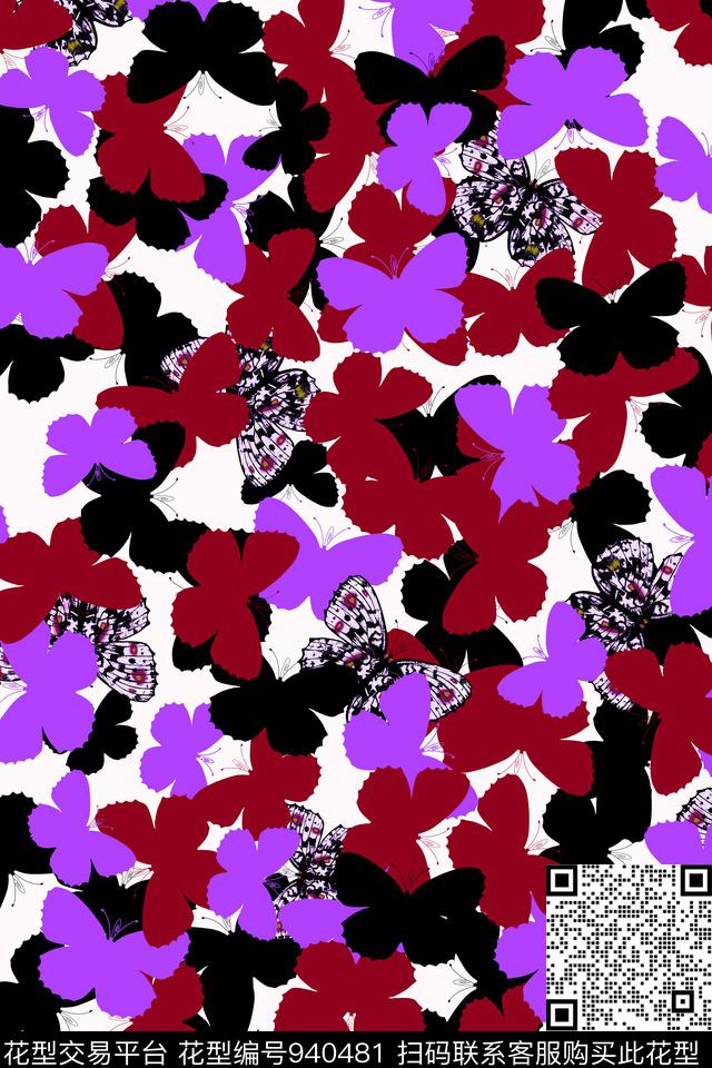 男装蝴蝶大牌风数码印花华亿平台下载（图片编号: 940481） - 瓦栏（Walan）