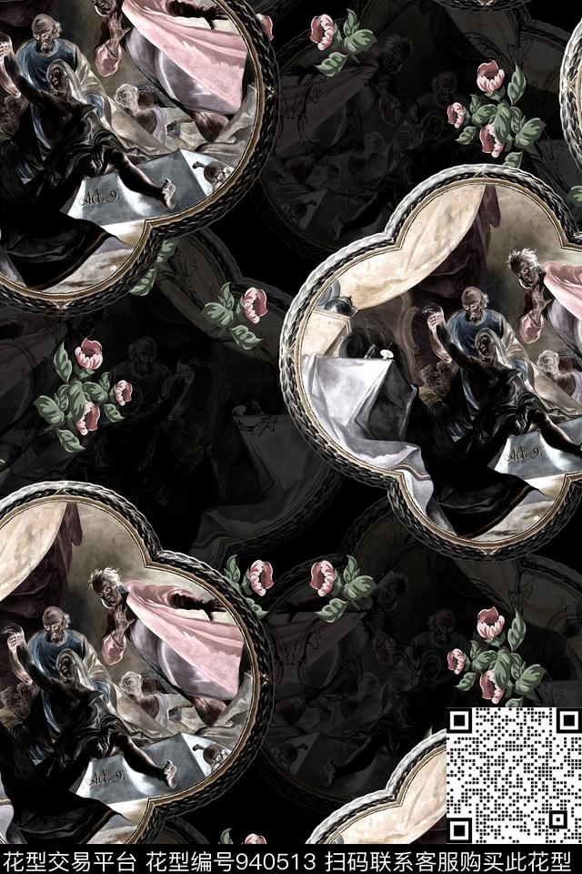 民族花卉壁画男装数码印花华亿平台下载（图片编号: 940513） - 瓦栏（Walan）