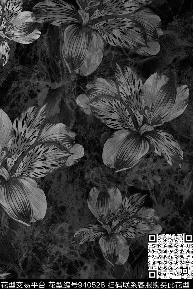 肌理水墨风男装数码印花华亿平台下载（图片编号: 940528） - 瓦栏（Walan）