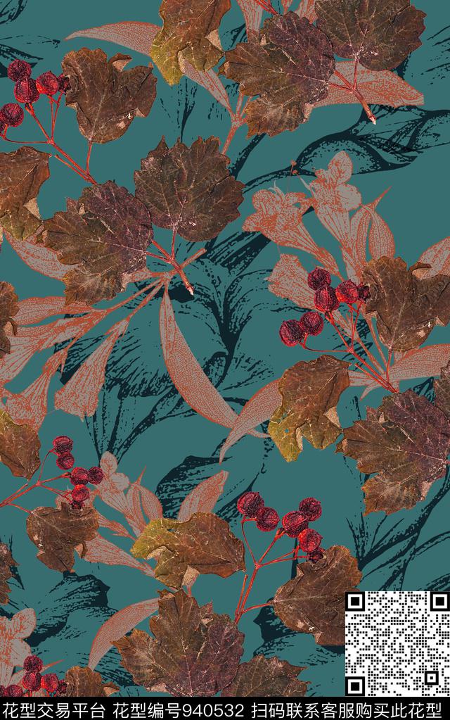 中国风笔触水墨风数码印花华亿平台下载（图片编号: 940532） - 瓦栏（Walan）