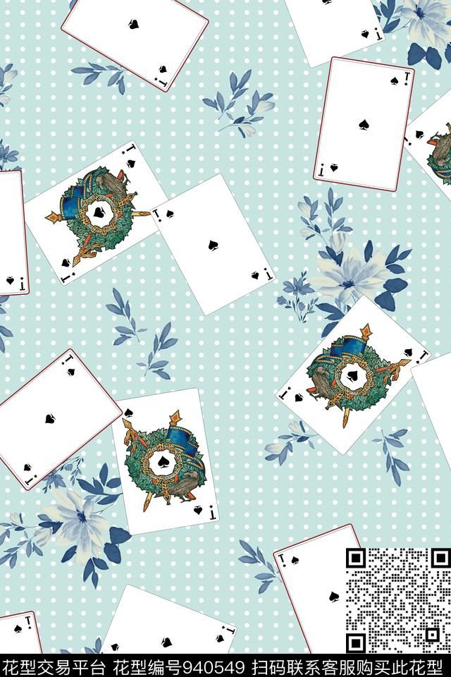 花卉几何波点数码印花华亿平台下载（图片编号: 940549） - 瓦栏（Walan）