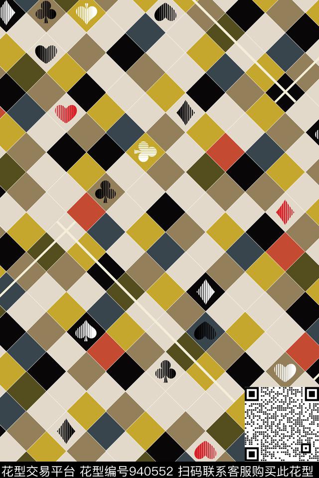 格子线条男装数码印花华亿平台下载（图片编号: 940552） - 瓦栏（Walan）
