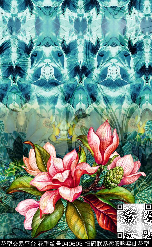 数码华亿平台线条花卉民族风数码印花华亿平台下载（图片编号: 940603） - 瓦栏（Walan）