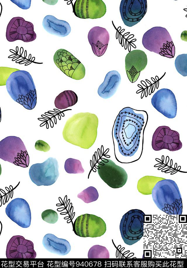 线条石头几何数码印花华亿平台下载（图片编号: 940678） - 瓦栏（Walan）