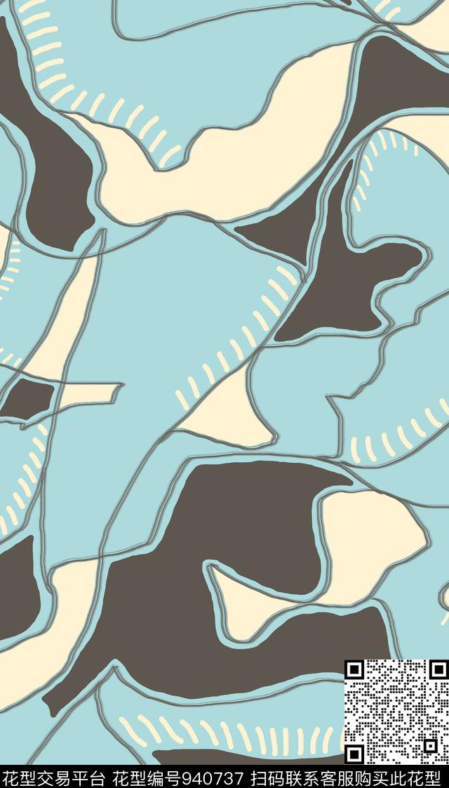 线条抽象几何数码印花华亿平台下载（图片编号: 940737） - 瓦栏（Walan）