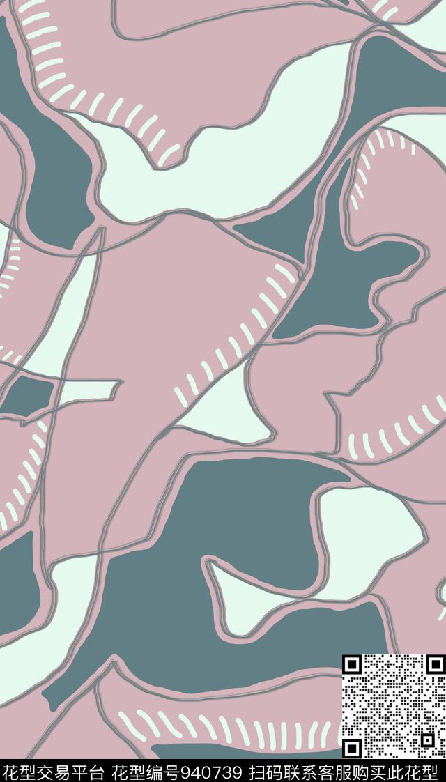 线条抽象几何数码印花华亿平台下载（图片编号: 940739） - 瓦栏（Walan）