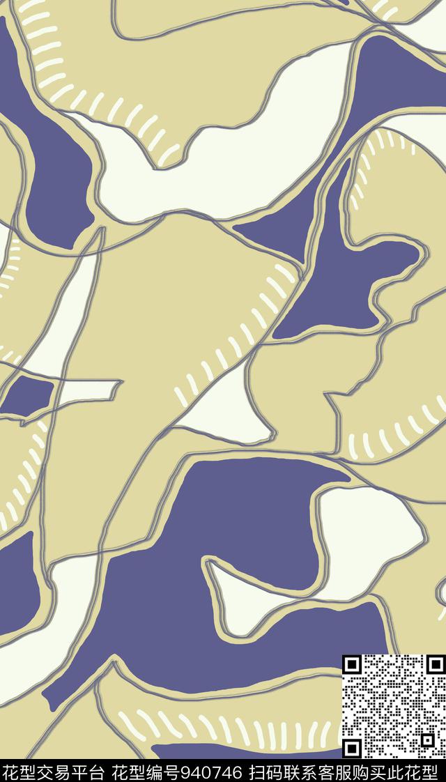 线条抽象几何数码印花华亿平台下载（图片编号: 940746） - 瓦栏（Walan）