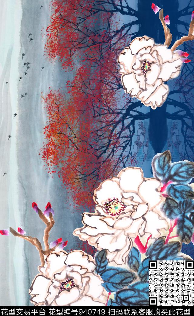 中国风民族风定位花数码印花华亿平台下载（图片编号: 940749） - 瓦栏（Walan）