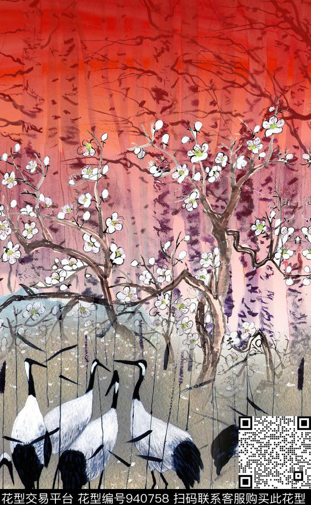 中国风民族风定位花数码印花华亿平台下载（图片编号: 940758） - 瓦栏（Walan）