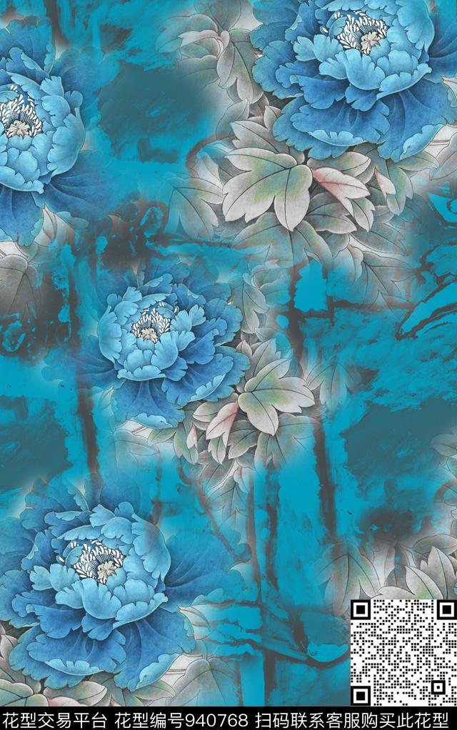 花卉花鸟中国风数码印花华亿平台下载（图片编号: 940768） - 瓦栏（Walan）