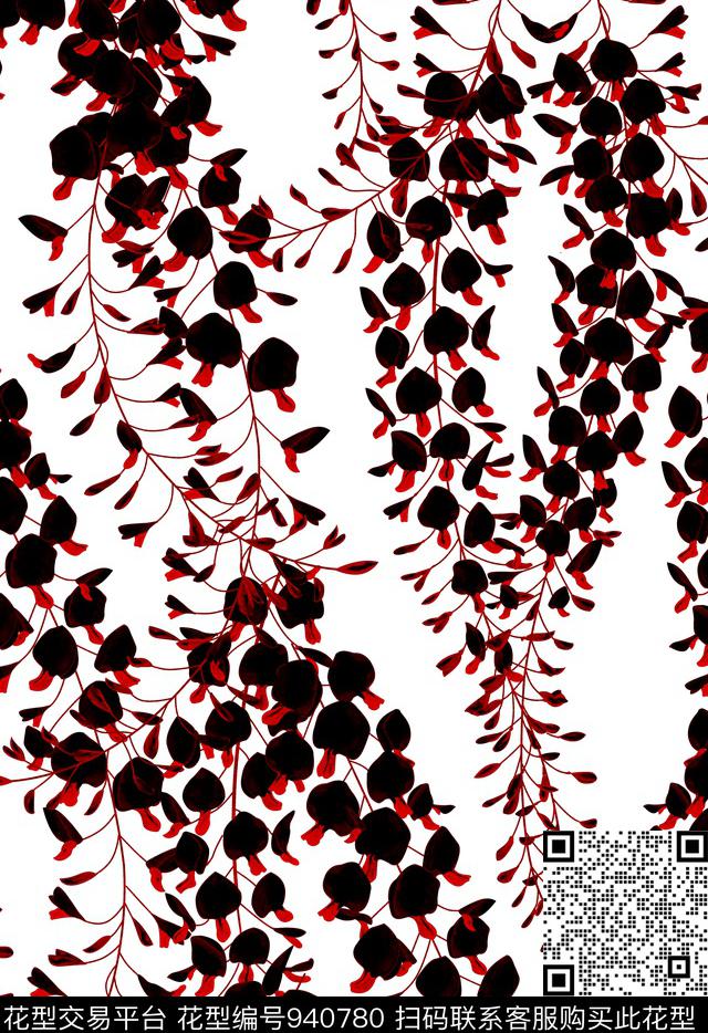 手绘花卉兰花手绘兰花数码印花华亿平台下载（图片编号: 940780） - 瓦栏（Walan）