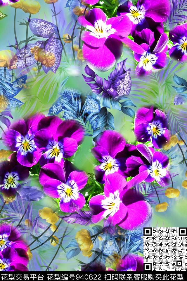 数码华亿平台小碎花花卉数码印花华亿平台下载（图片编号: 940822） - 瓦栏（Walan）