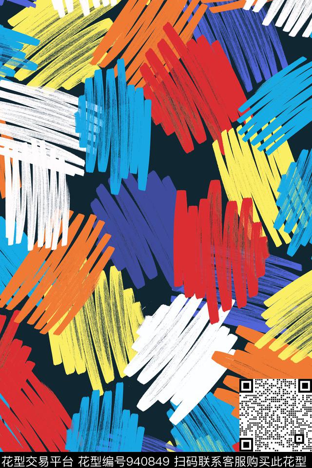 趣味线条几何传统印花华亿平台下载（图片编号: 940849） - 瓦栏（Walan）