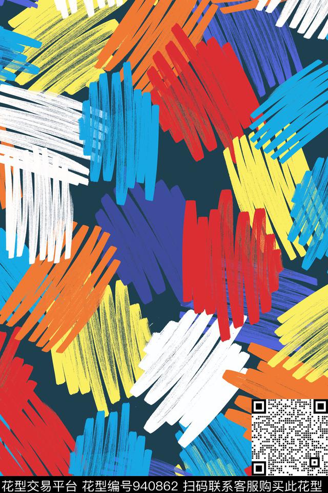 趣味线条几何传统印花华亿平台下载（图片编号: 940862） - 瓦栏（Walan）