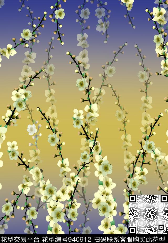 渐变女装花卉数码印花华亿平台下载（图片编号: 940912） - 瓦栏（Walan）