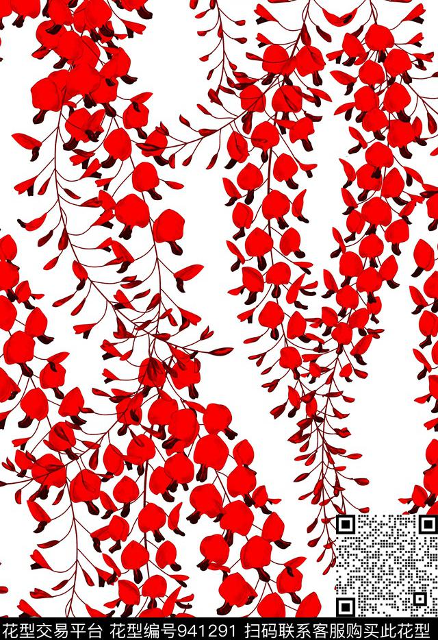 手绘花卉兰花手绘兰花数码印花华亿平台下载（图片编号: 941291） - 瓦栏（Walan）