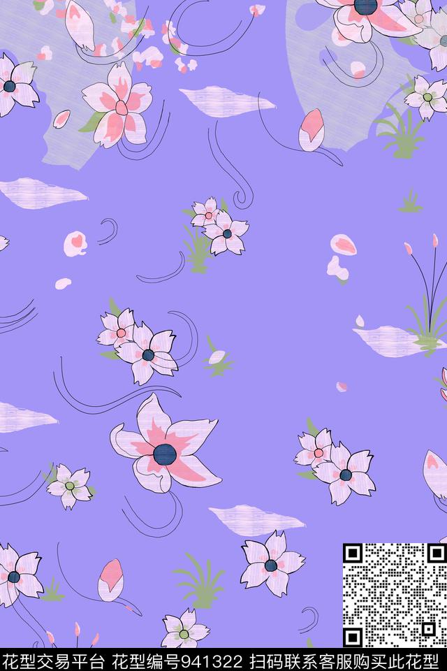 梅花大牌风传统纹样数码印花华亿平台下载（图片编号: 941322） - 瓦栏（Walan）