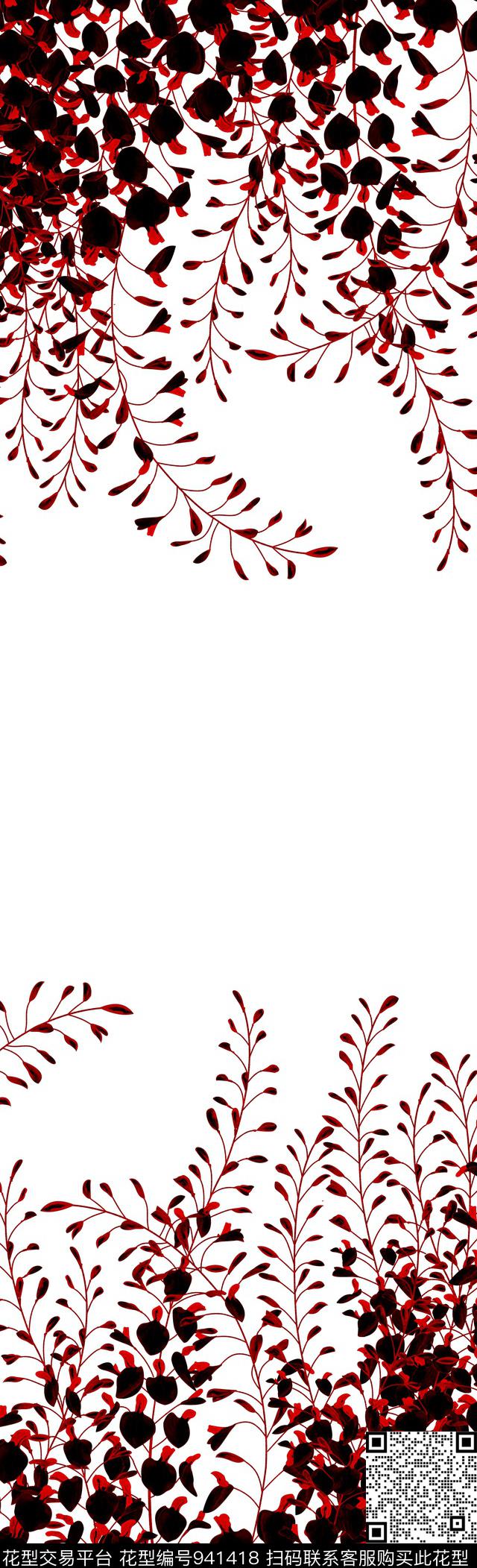 手绘花卉定位花兰花数码印花华亿平台下载（图片编号: 941418） - 瓦栏（Walan）