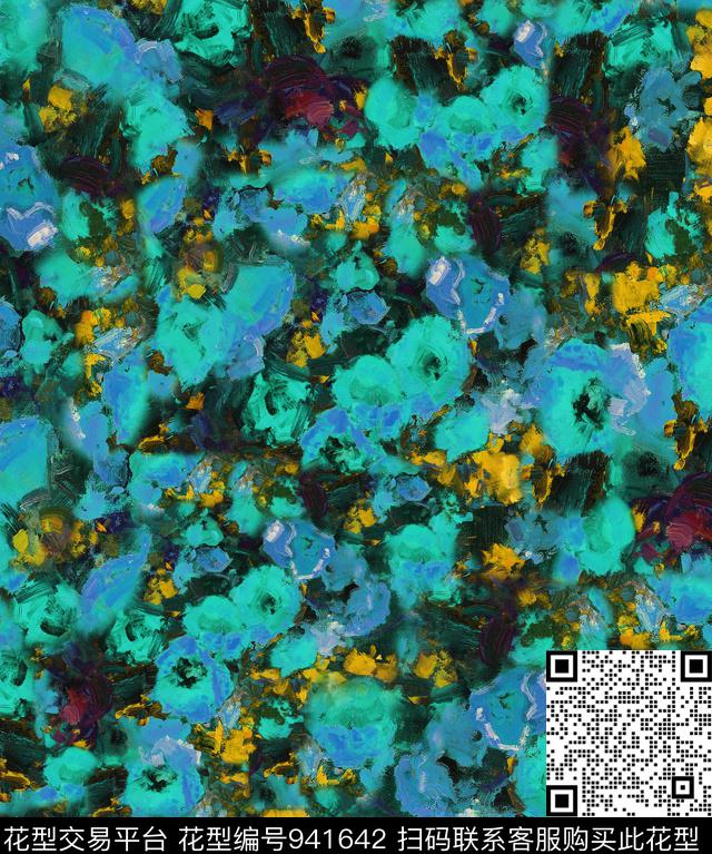 花卉油画华亿平台抽象花卉数码印花华亿平台下载（图片编号: 941642） - 瓦栏（Walan）
