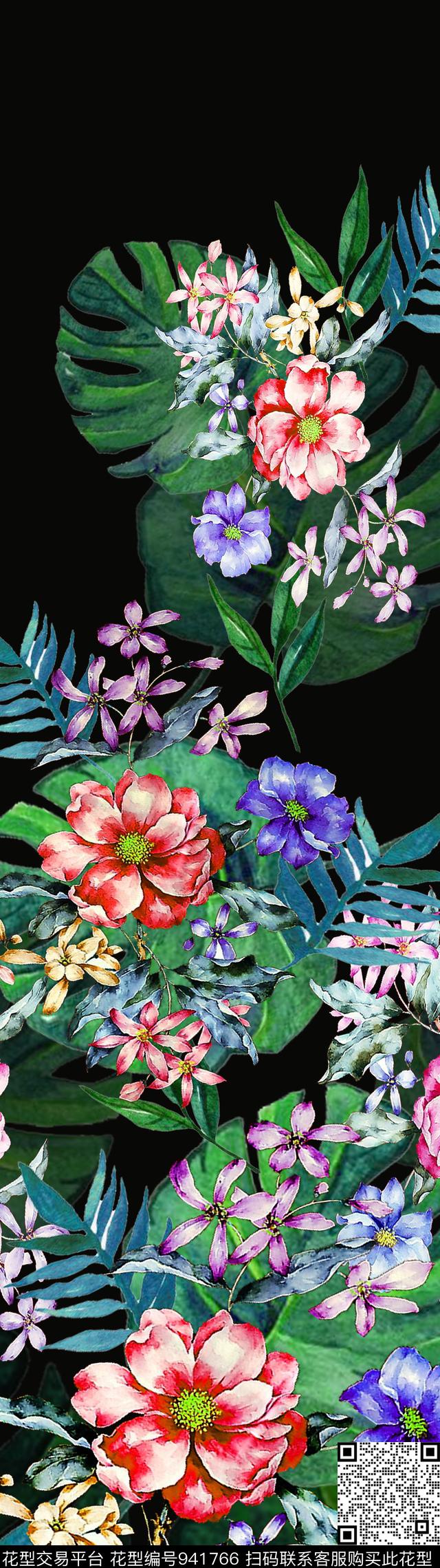 民族风定位花花卉数码印花华亿平台下载（图片编号: 941766） - 瓦栏（Walan）