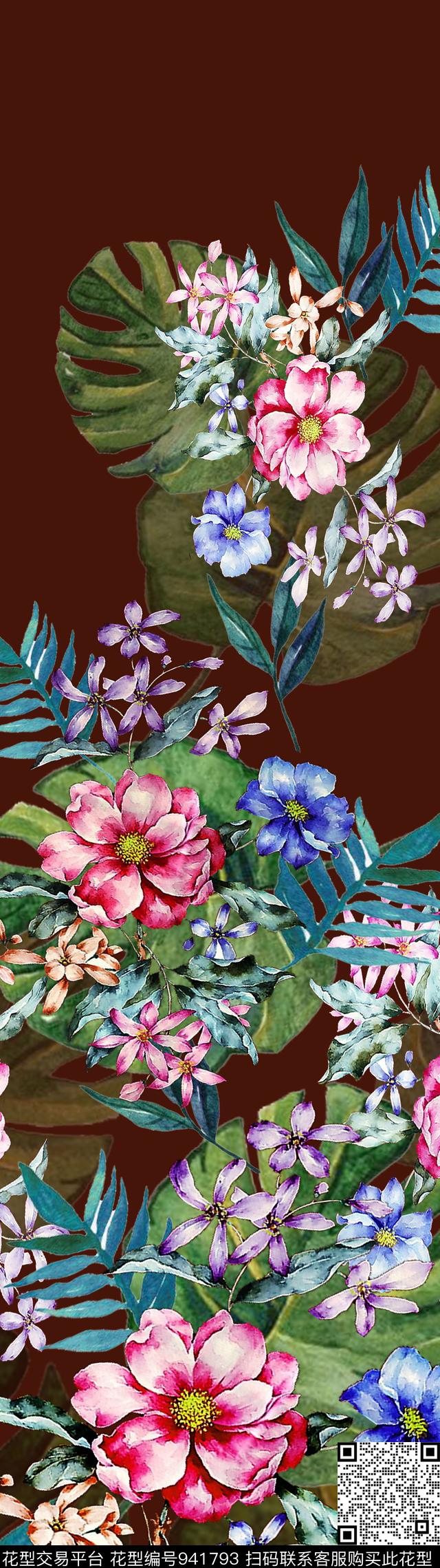民族风定位花花卉数码印花华亿平台下载（图片编号: 941793） - 瓦栏（Walan）
