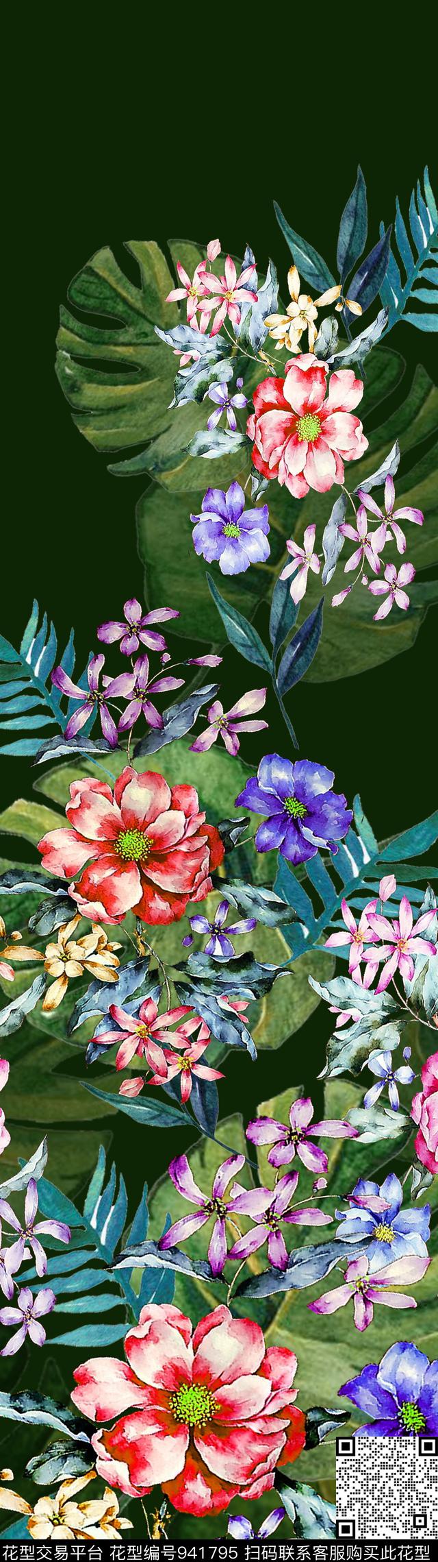 民族风定位花花卉数码印花华亿平台下载（图片编号: 941795） - 瓦栏（Walan）