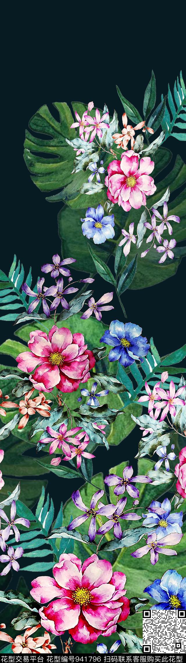 民族风定位花花卉数码印花华亿平台下载（图片编号: 941796） - 瓦栏（Walan）