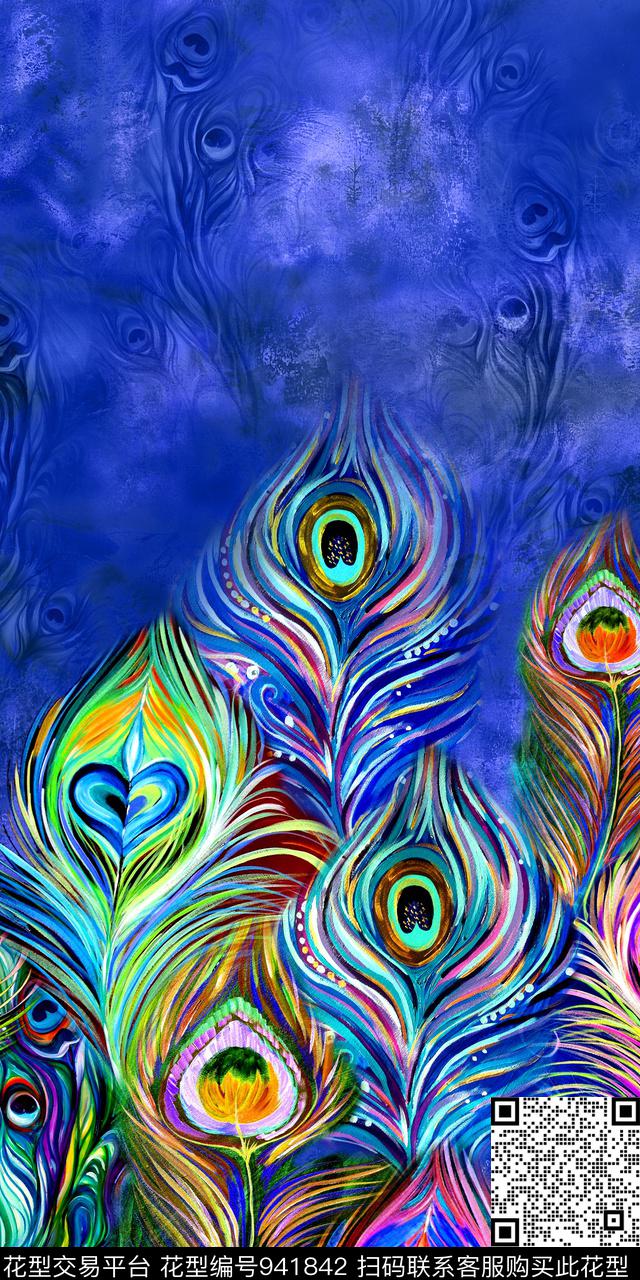 羽毛肌理油画华亿平台数码印花华亿平台下载（图片编号: 941842） - 瓦栏（Walan）