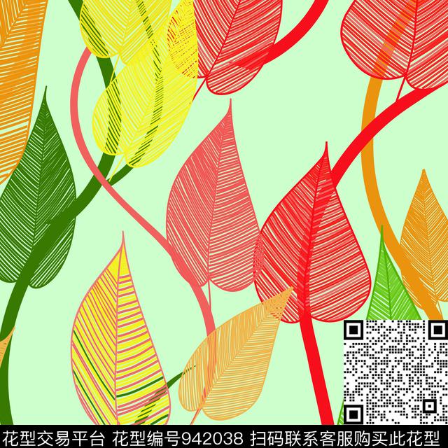 植物数码华亿平台大牌风数码印花华亿平台下载（图片编号: 942038） - 瓦栏（Walan）