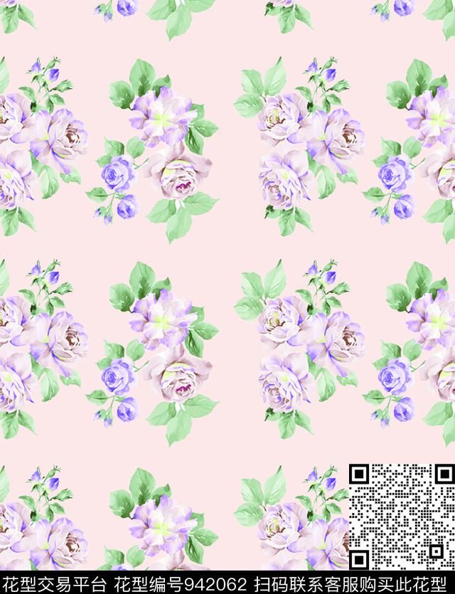 手绘花卉花卉大牌风数码印花华亿平台下载（图片编号: 942062） - 瓦栏（Walan）