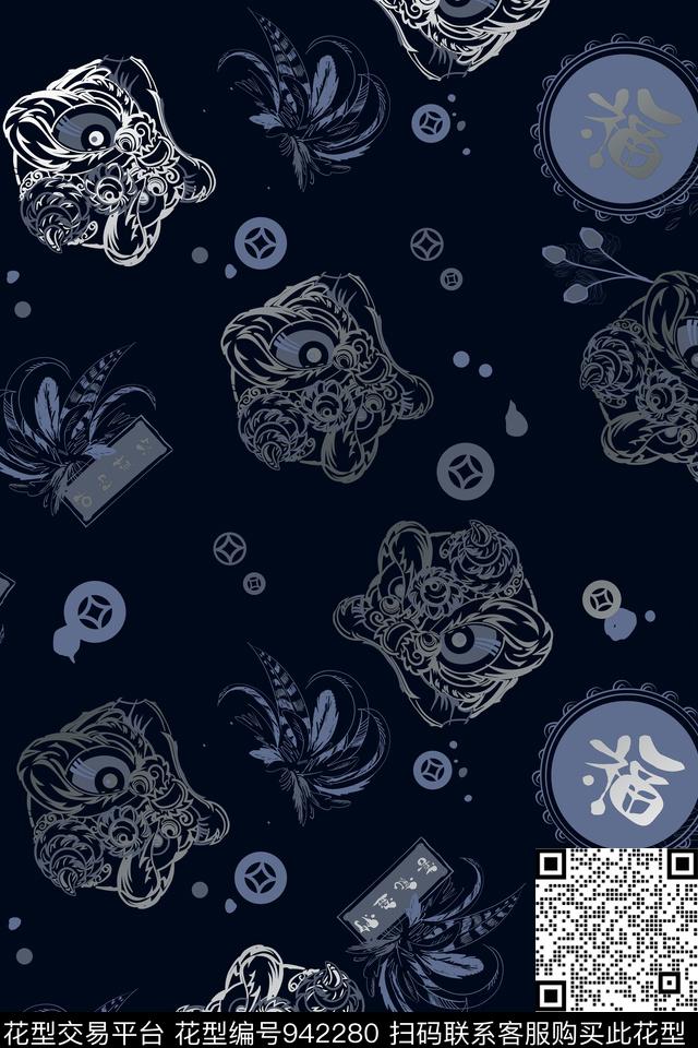 民族风男装狮子数码印花华亿平台下载（图片编号: 942280） - 瓦栏（Walan）