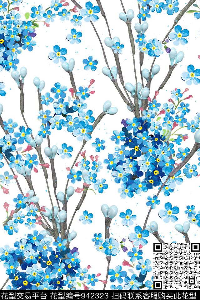 小碎花田园花卉数码印花华亿平台下载（图片编号: 942323） - 瓦栏（Walan）