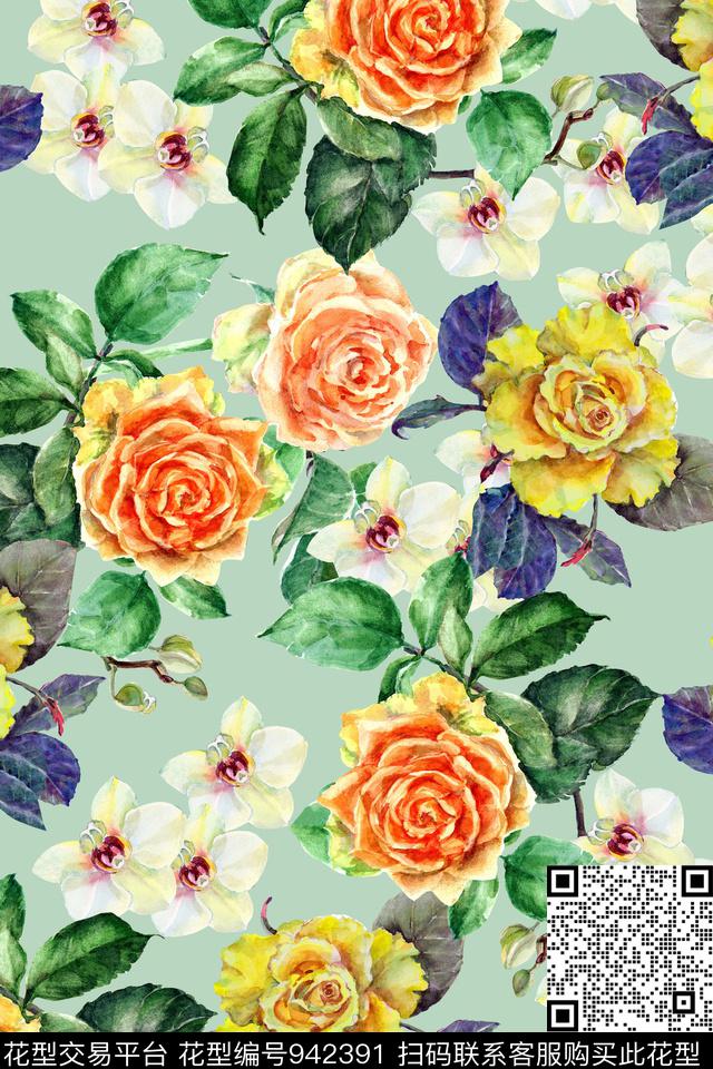 植物数码华亿平台素雅数码印花华亿平台下载（图片编号: 942391） - 瓦栏（Walan）