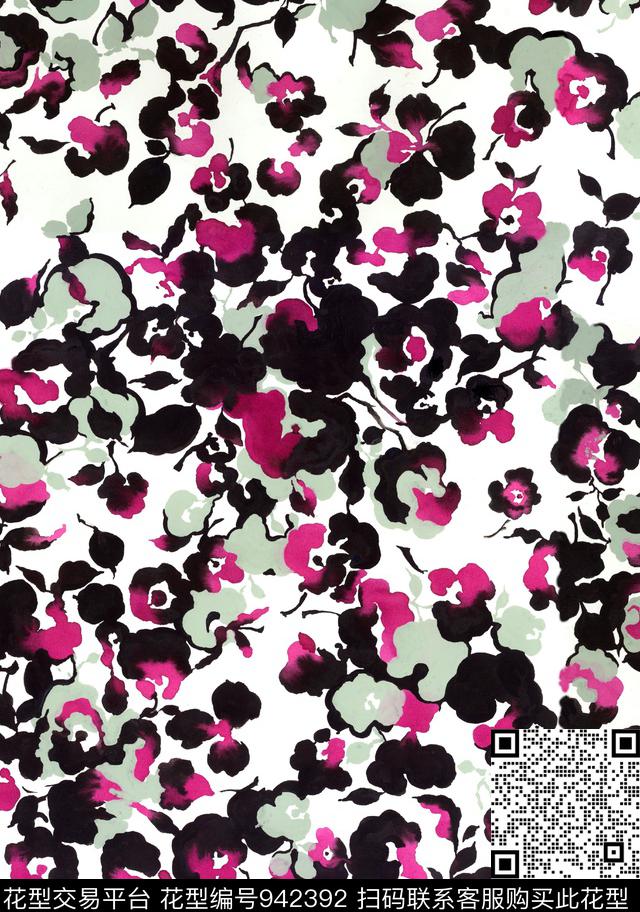 少女水彩花卉小碎花传统印花华亿平台下载（图片编号: 942392） - 瓦栏（Walan）