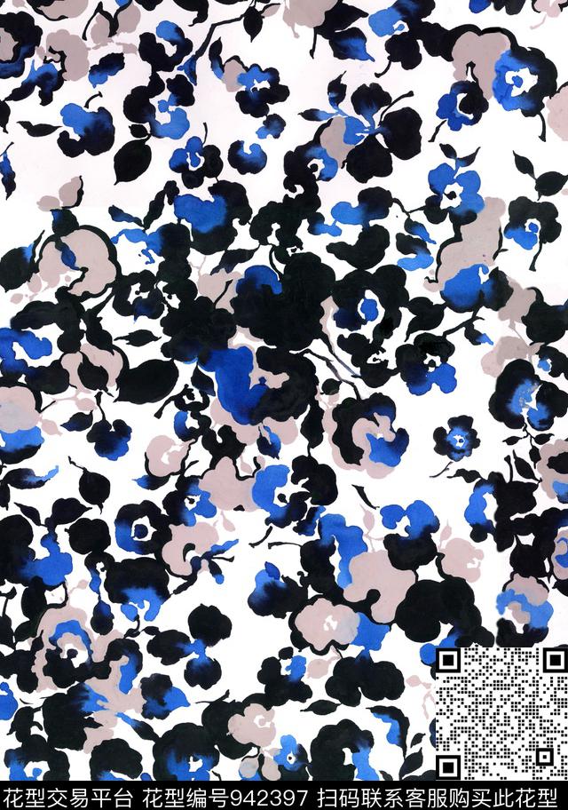 少女波西米亚水彩花卉传统印花华亿平台下载（图片编号: 942397） - 瓦栏（Walan）