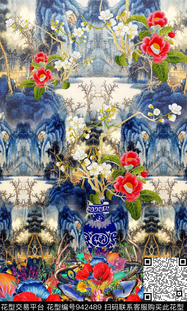 虞美人定位花花卉数码印花华亿平台下载（图片编号: 942489） - 瓦栏（Walan）