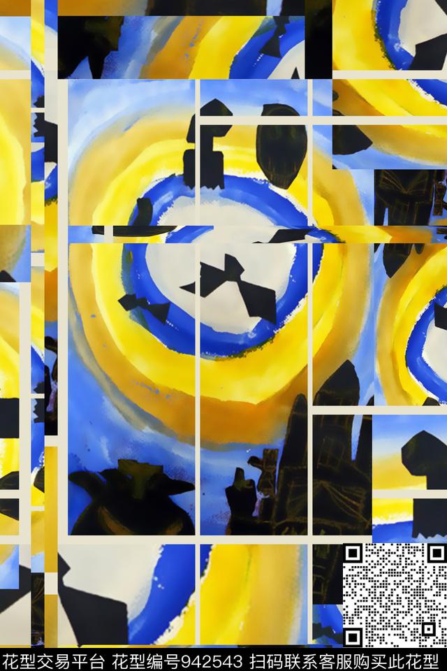 抽象风景景观手绘花卉数码印花华亿平台下载（图片编号: 942543） - 瓦栏（Walan）