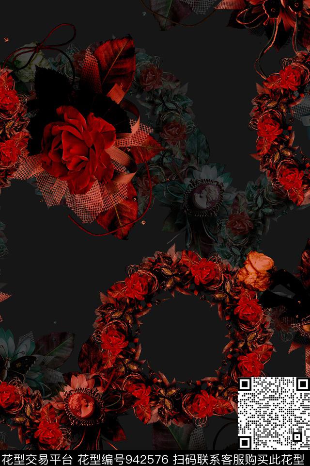 大花抽象油画华亿平台数码印花华亿平台下载（图片编号: 942576） - 瓦栏（Walan）