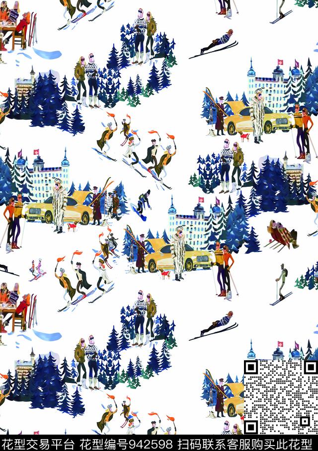 抽象男装创意圣诞数码印花华亿平台下载（图片编号: 942598） - 瓦栏（Walan）