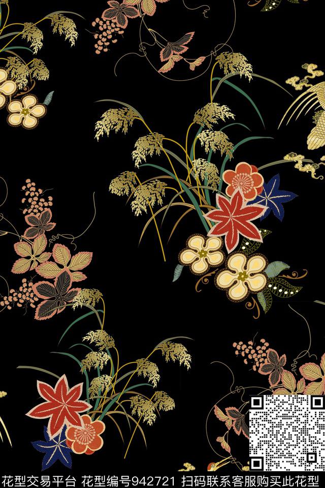 民族风日本狗尾草数码印花华亿平台下载（图片编号: 942721） - 瓦栏（Walan）