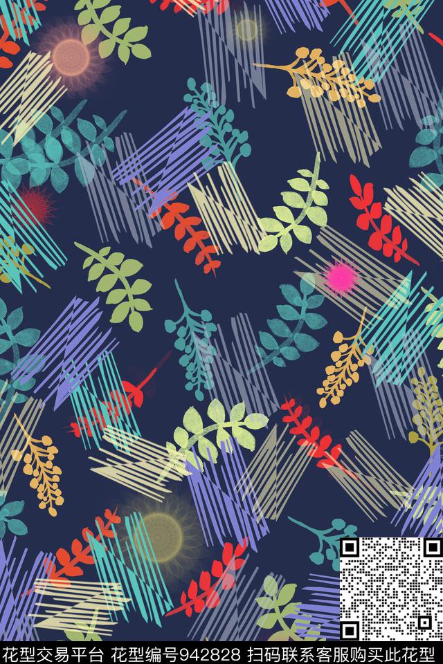 小碎花植物炫彩数码印花华亿平台下载（图片编号: 942828） - 瓦栏（Walan）