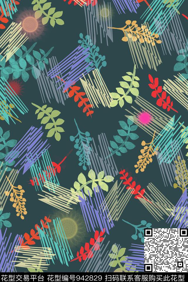 小碎花植物炫彩数码印花华亿平台下载（图片编号: 942829） - 瓦栏（Walan）