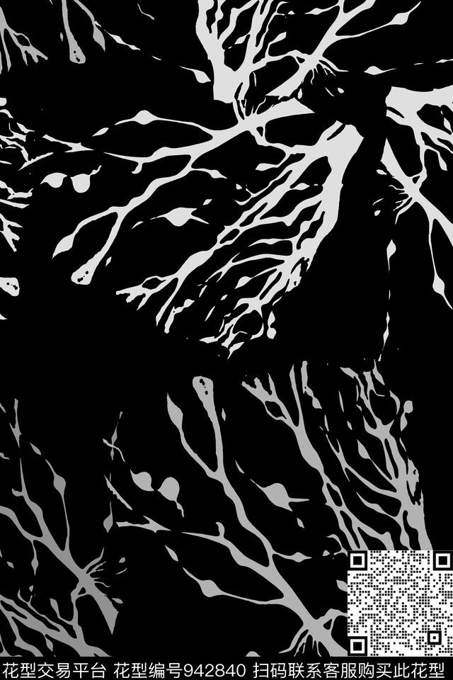 肌理抽象花卉抽象传统印花华亿平台下载（图片编号: 942840） - 瓦栏（Walan）
