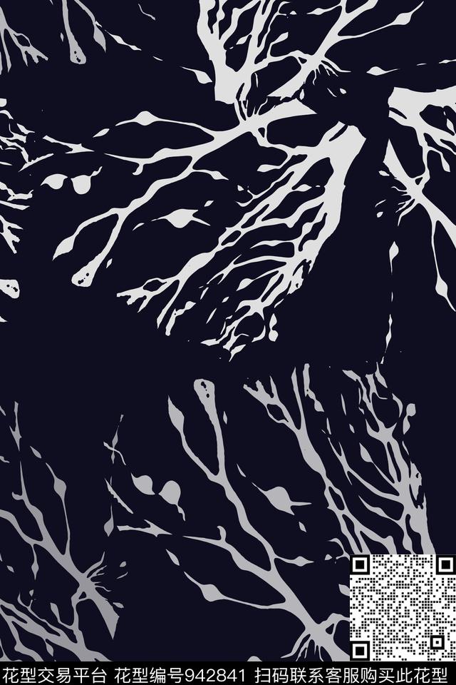 肌理抽象花卉抽象传统印花华亿平台下载（图片编号: 942841） - 瓦栏（Walan）