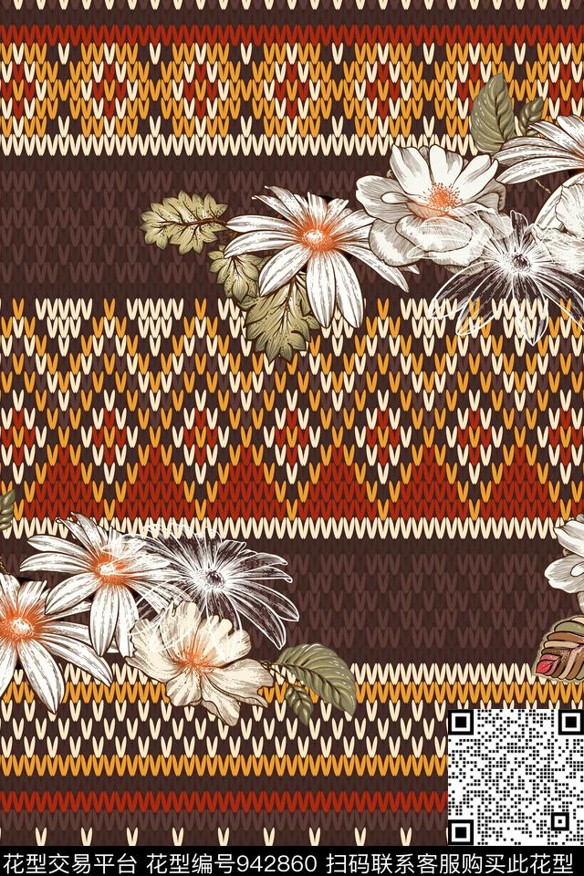 女装花卉针织花纹数码印花华亿平台下载（图片编号: 942860） - 瓦栏（Walan）