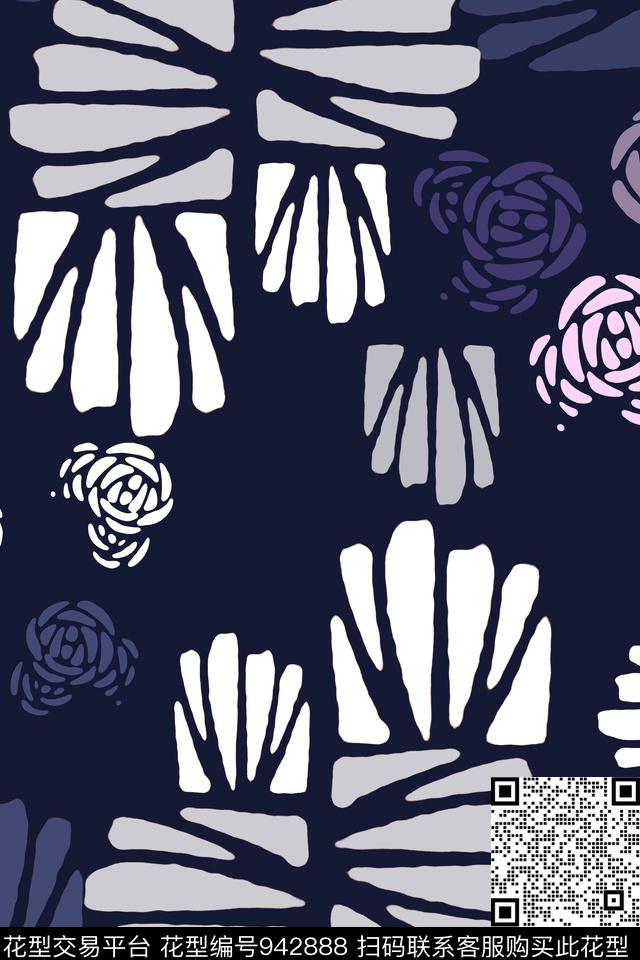 抽象花卉抽象玫瑰艺术花卉传统印花华亿平台下载（图片编号: 942888） - 瓦栏（Walan）