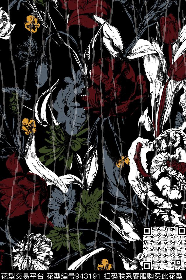 男装花卉底纹数码印花华亿平台下载（图片编号: 943191） - 瓦栏（Walan）